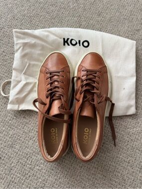 KOIO Tan/Brown Leather unisex Low-Top Sneakers